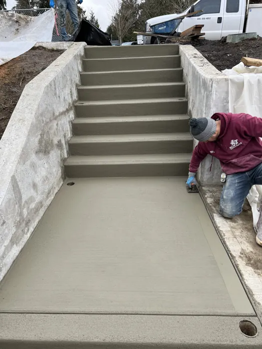 Concrete steps and connecting walkway