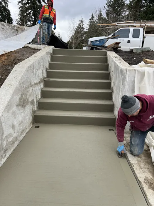 Concrete steps and connecting walkway