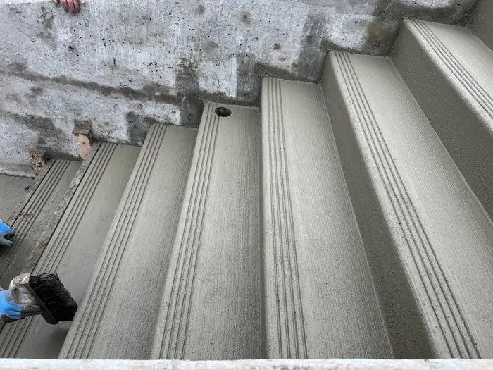 Concrete steps and connecting walkway