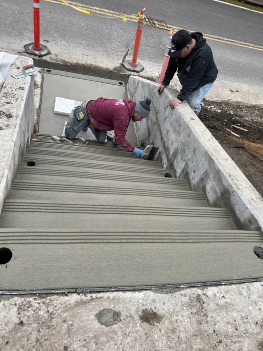 Concrete steps and connecting walkway