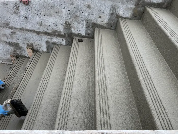 Concrete steps and connecting walkway
