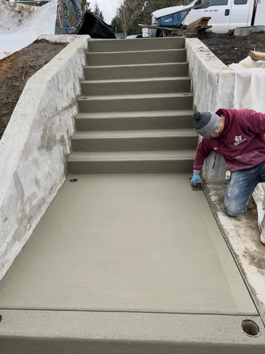 Concrete steps and connecting walkway
