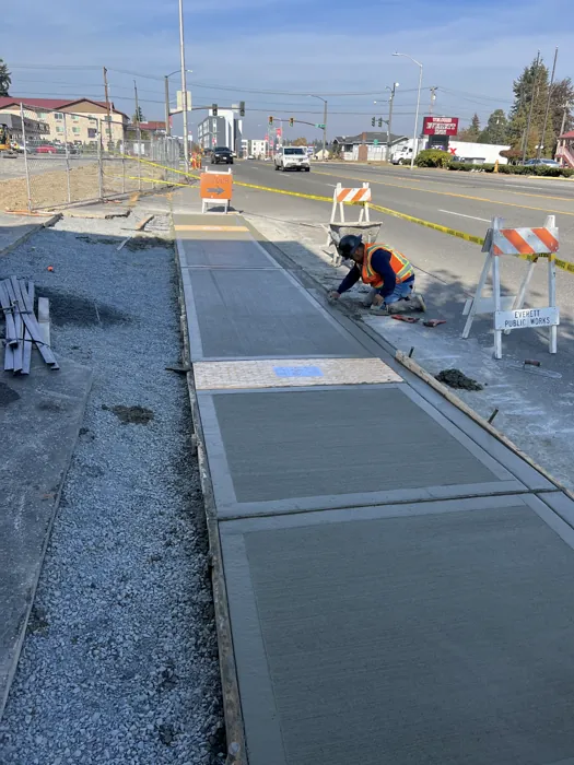 Concrete walkway with defined joints