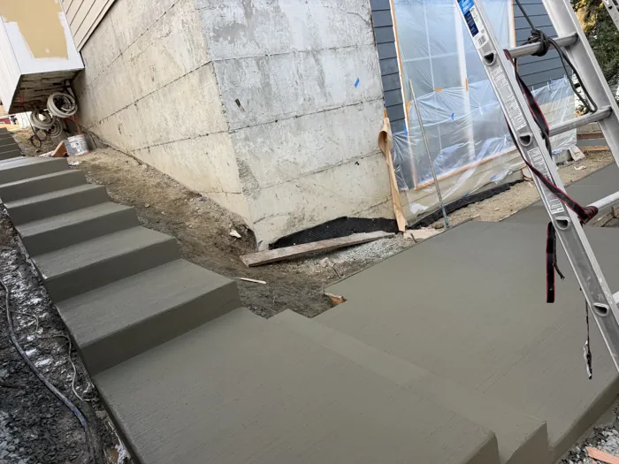 Concrete steps and connecting walkway