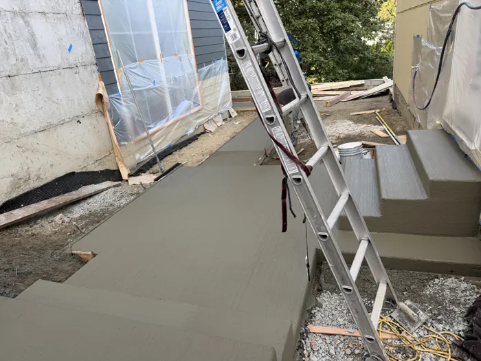 Concrete steps and connecting walkway