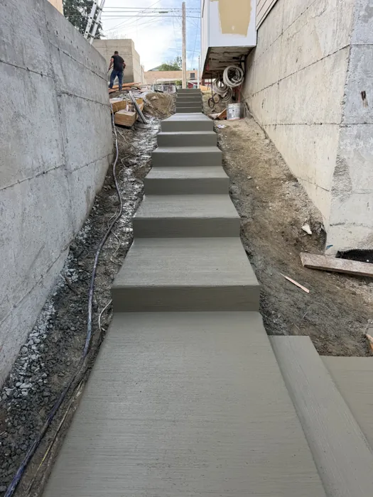 Concrete steps and connecting walkway