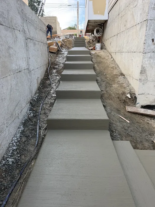 Concrete steps and connecting walkway