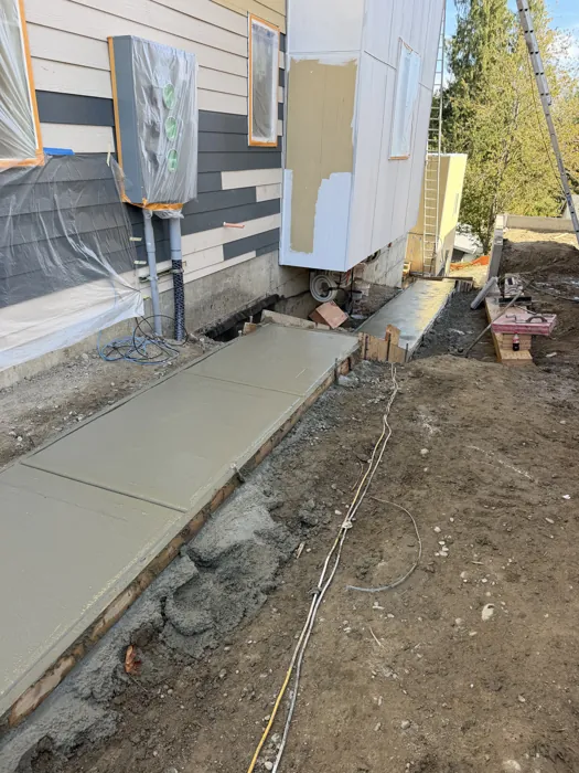 Concrete steps and connecting walkway